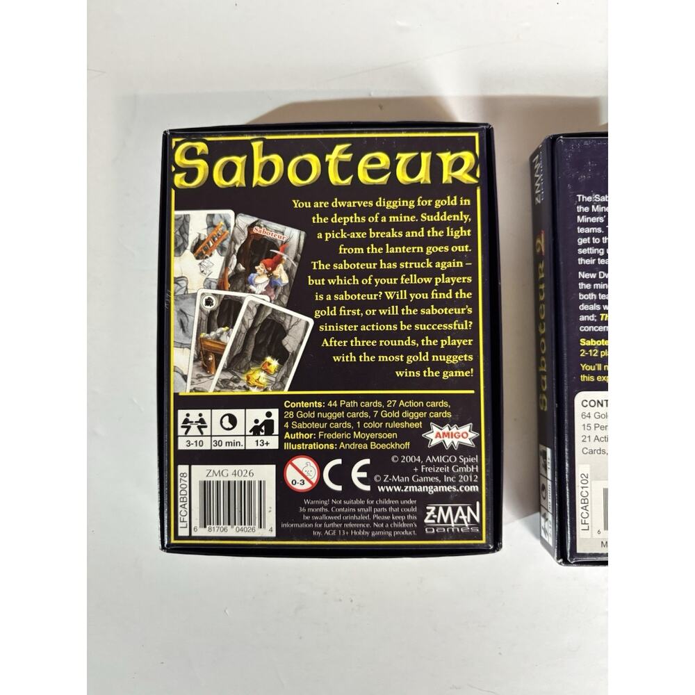 Lot Of Two Games - Saboteur And Saboteur 2 Complete Card Game Sets VG Condition - Picture 9 of 16